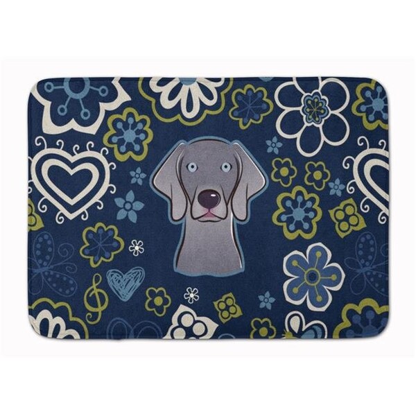 Carolines Treasures BB5082RUG Blue Flowers Weimaraner Machine Washable Memory Foam Mat BB5082RUG - main